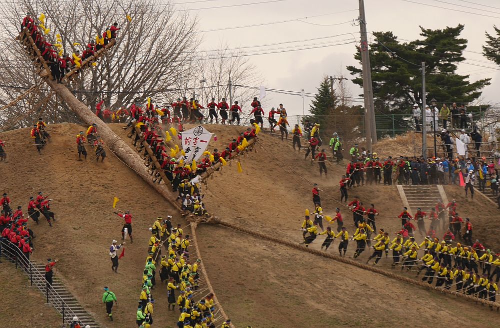 諏訪の御柱祭木落し