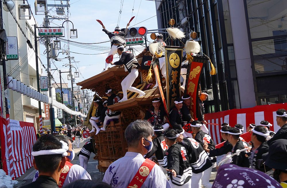 八木だんじり祭試験曳き久米田駅前